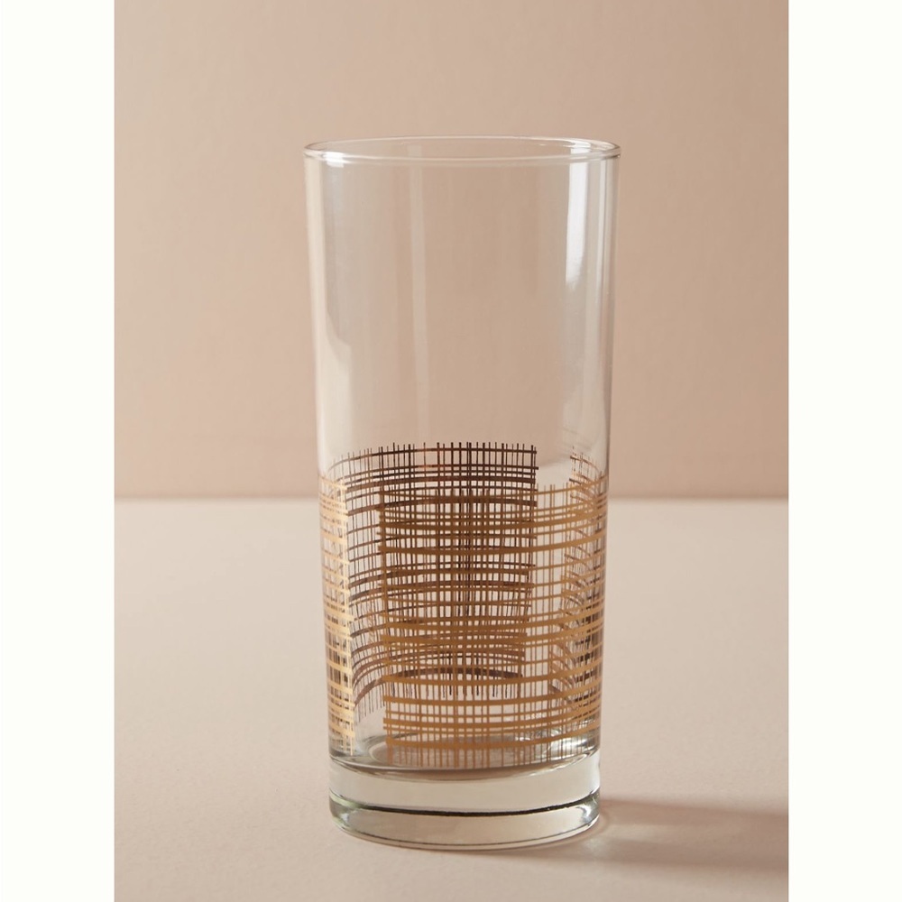 AnthroLiving Dining Reticulated 24k Gold Highball Glass Set of 4 Anthropologie